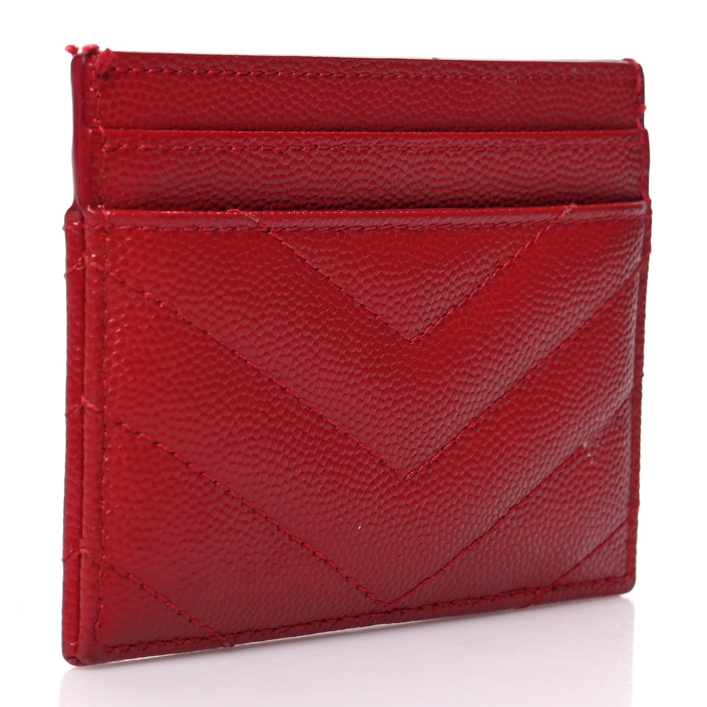 Grain De Poudre Matelasse Chevron Monogram Credit Card Case Rouge Eros