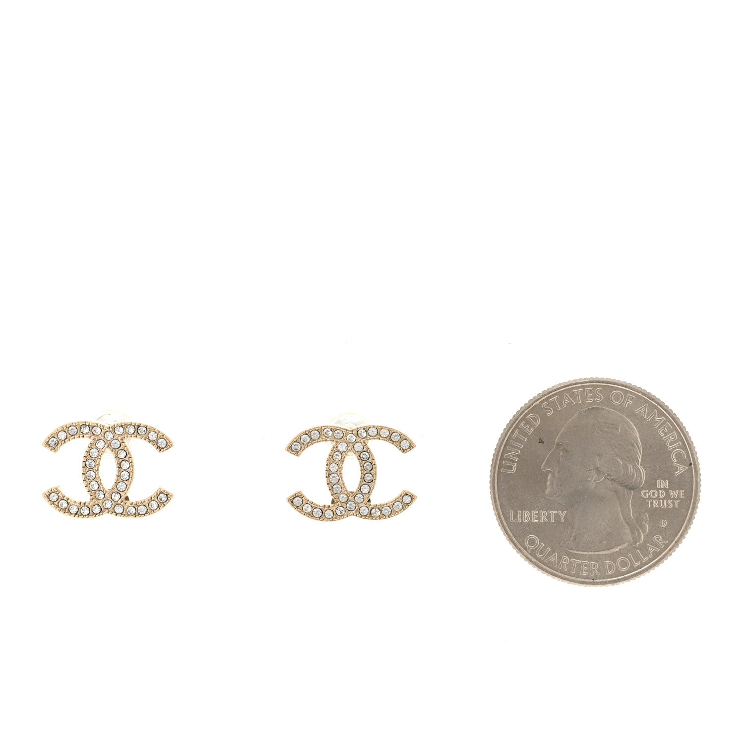 Chanel Crystal CC Earrings Light Gold 2 of 4