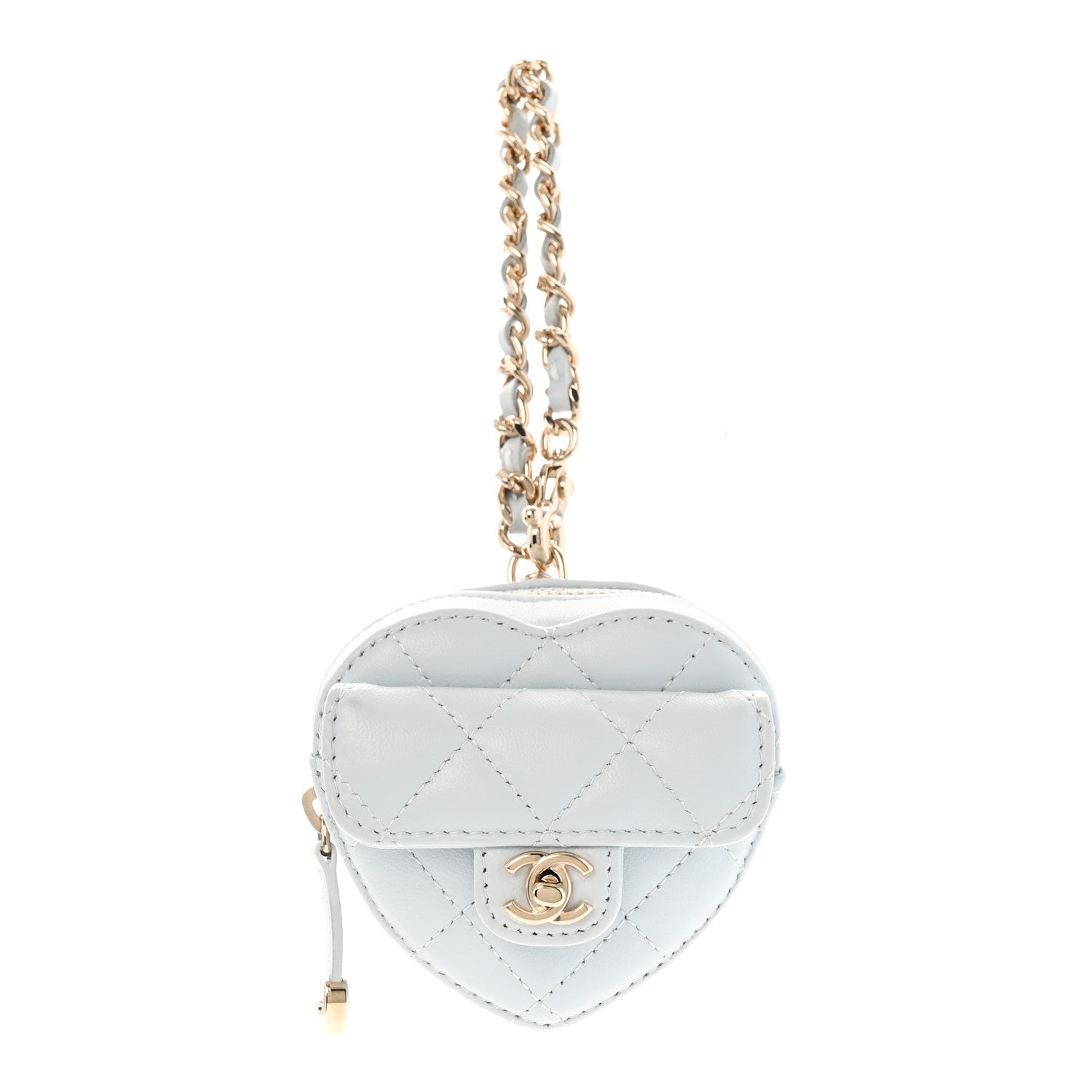 Chanel Lambskin Quilted CC Mini In Love Heart Bag Charm Light Blue 1 of 6