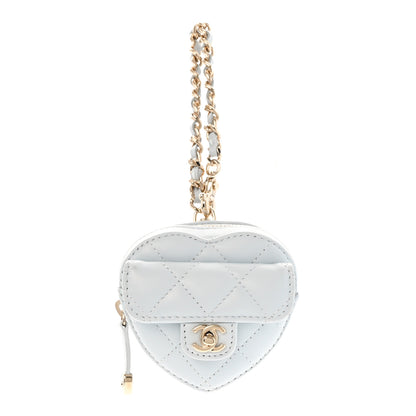 Chanel Lambskin Quilted CC Mini In Love Heart Bag Charm Light Blue 1 of 6