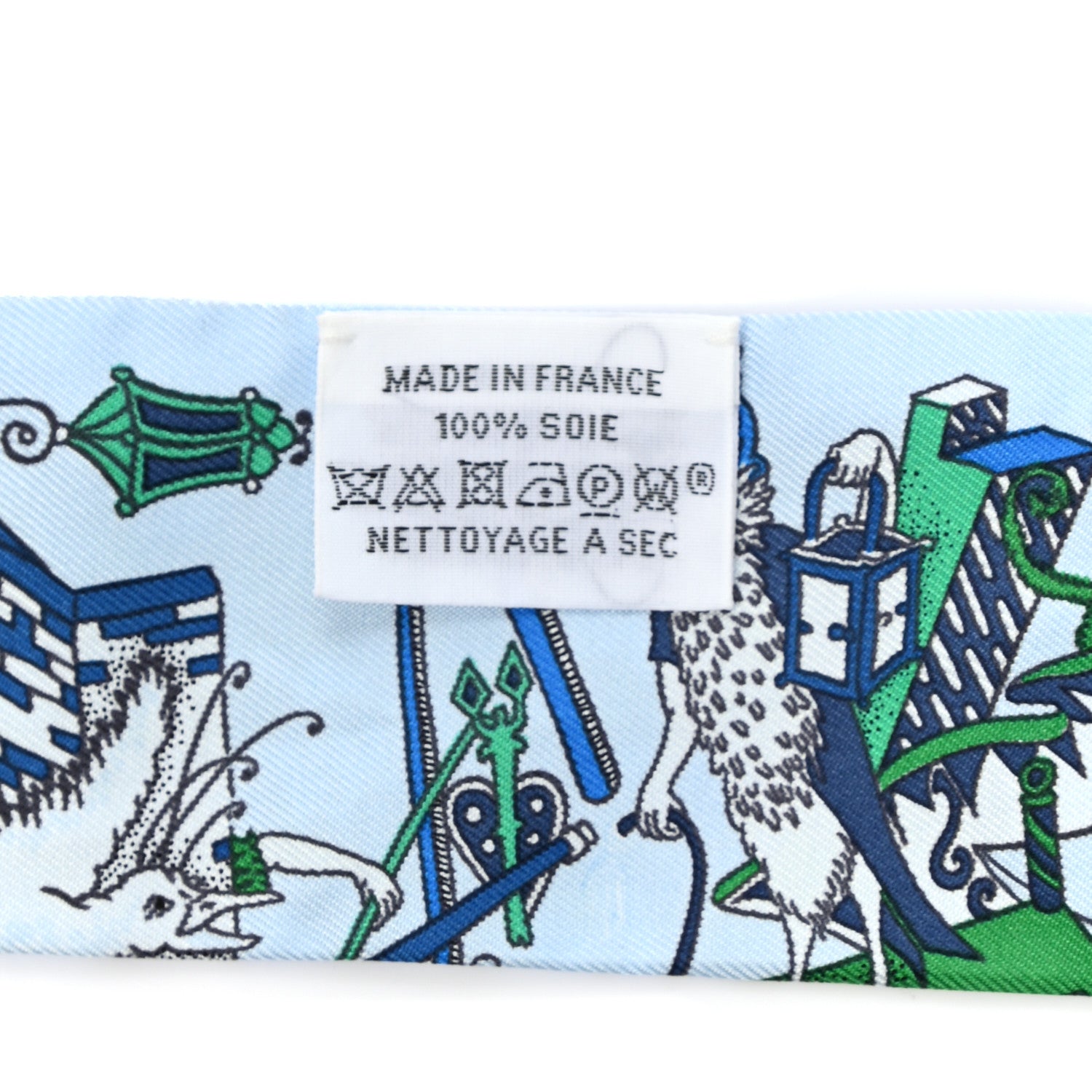 Hermes Silk La Folle Parade Twilly Bleu Ciel Vert Cobalt 2 of 4