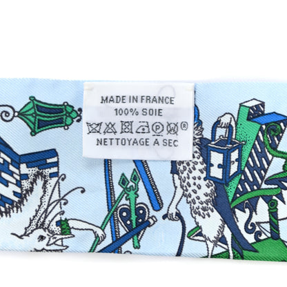 Hermes Silk La Folle Parade Twilly Bleu Ciel Vert Cobalt 2 of 4