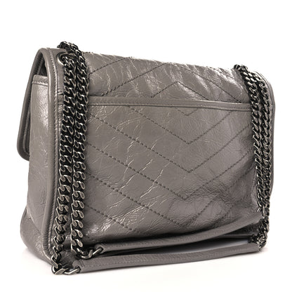 Saint Laurent Crinkled Calfskin Matelasse Monogram Medium Niki Chain Satchel Fog 3 of 11