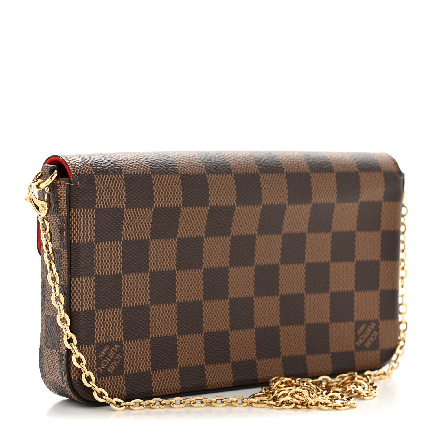 Louis Vuitton Damier Ebene Pochette Felicie Chain Wallet 3 of 11