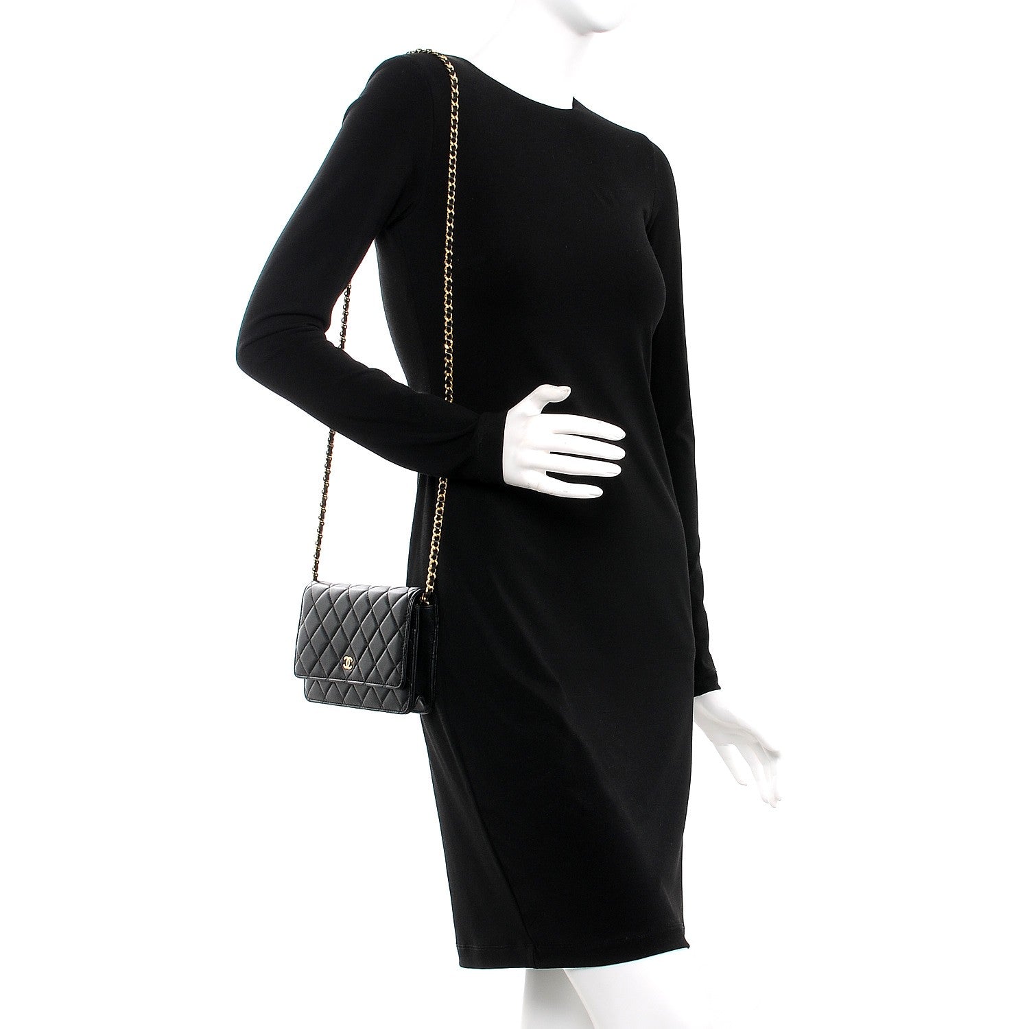 Chanel Lambskin Quilted Wallet On Chain WOC Black 2 of 9