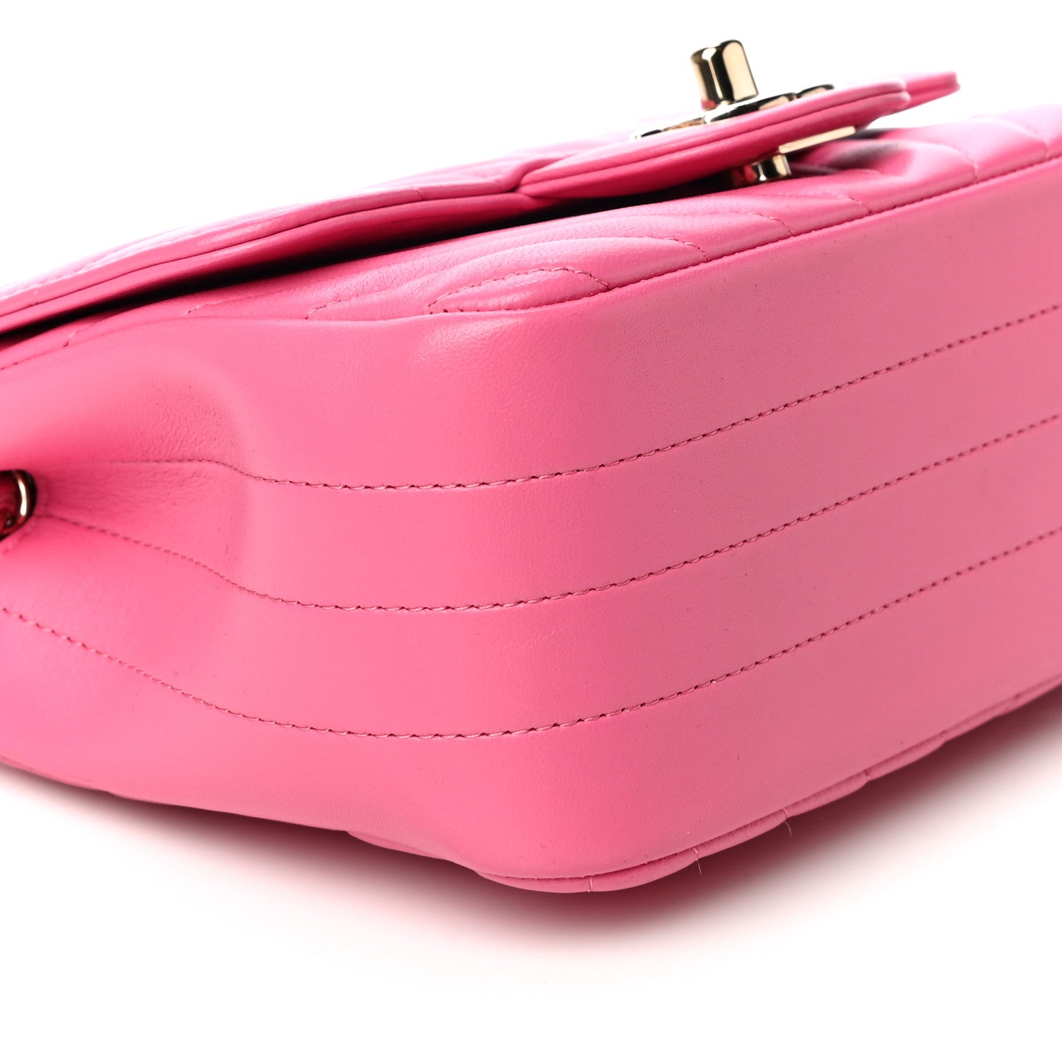 Chanel Lambskin Chevron Quilted Mini Square Flap Pink 9 of 11