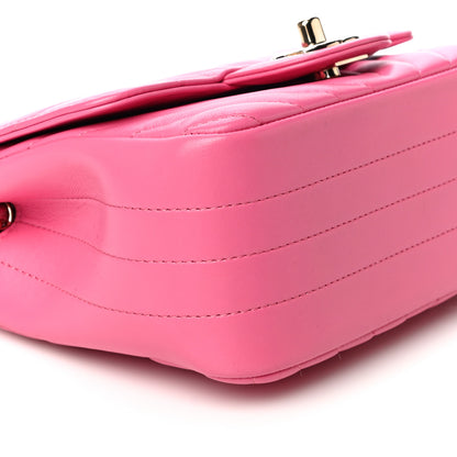 Chanel Lambskin Chevron Quilted Mini Square Flap Pink 9 of 11