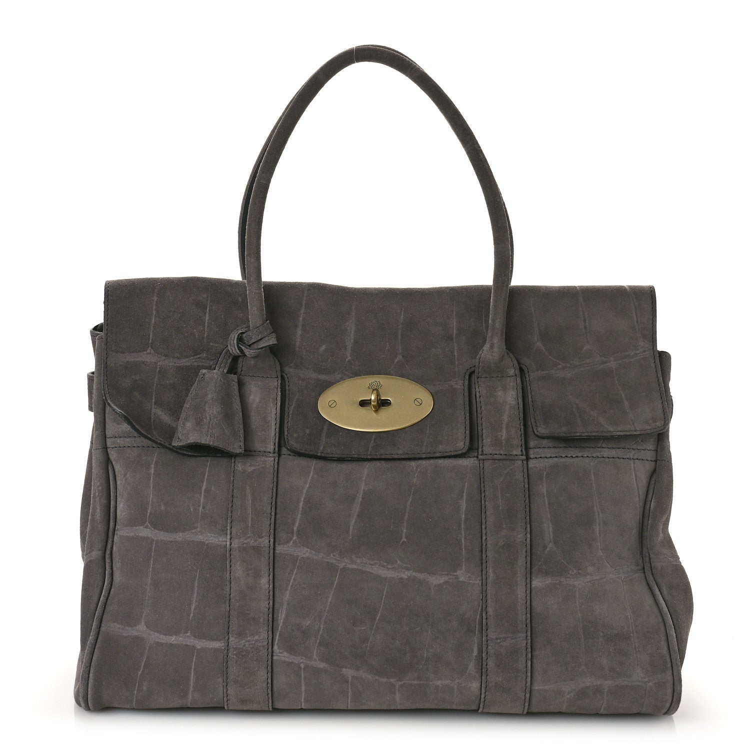 Mulberry Suede Crocodile Embossed Bayswater Grey 1 of 8