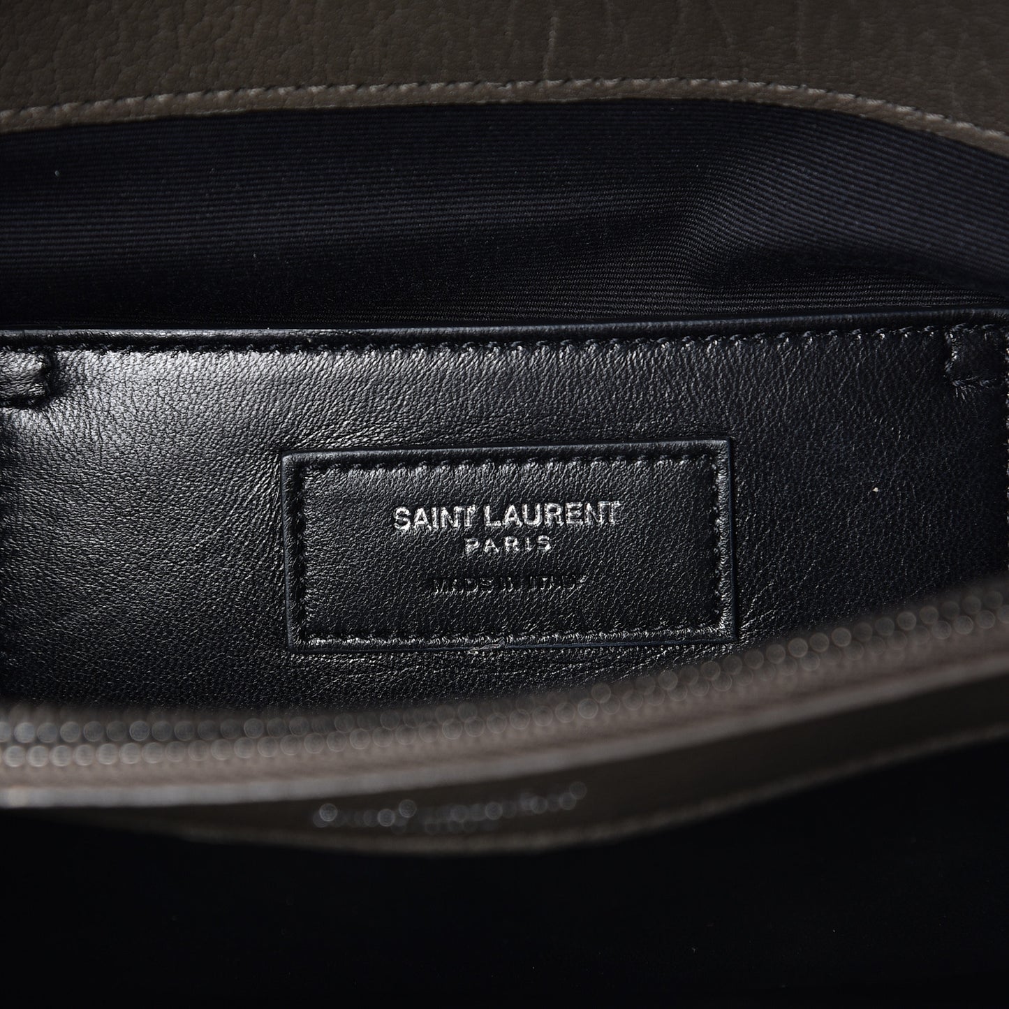 Sheepskin Matelasse Chevron Monogram Large College Satchel Dark Anthracite