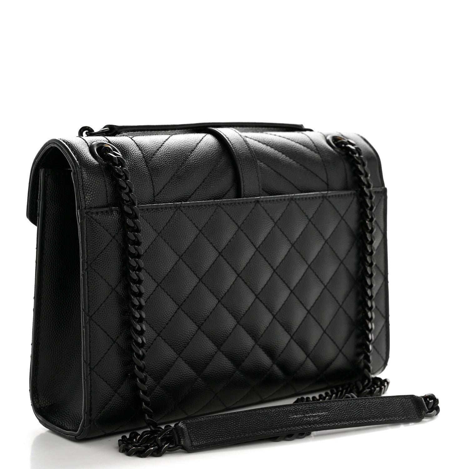 Saint Laurent Grain De Poudre Textured Mixed Matelasse Triquilt Medium Monogram Monochrome Satchel Black 3 of 13