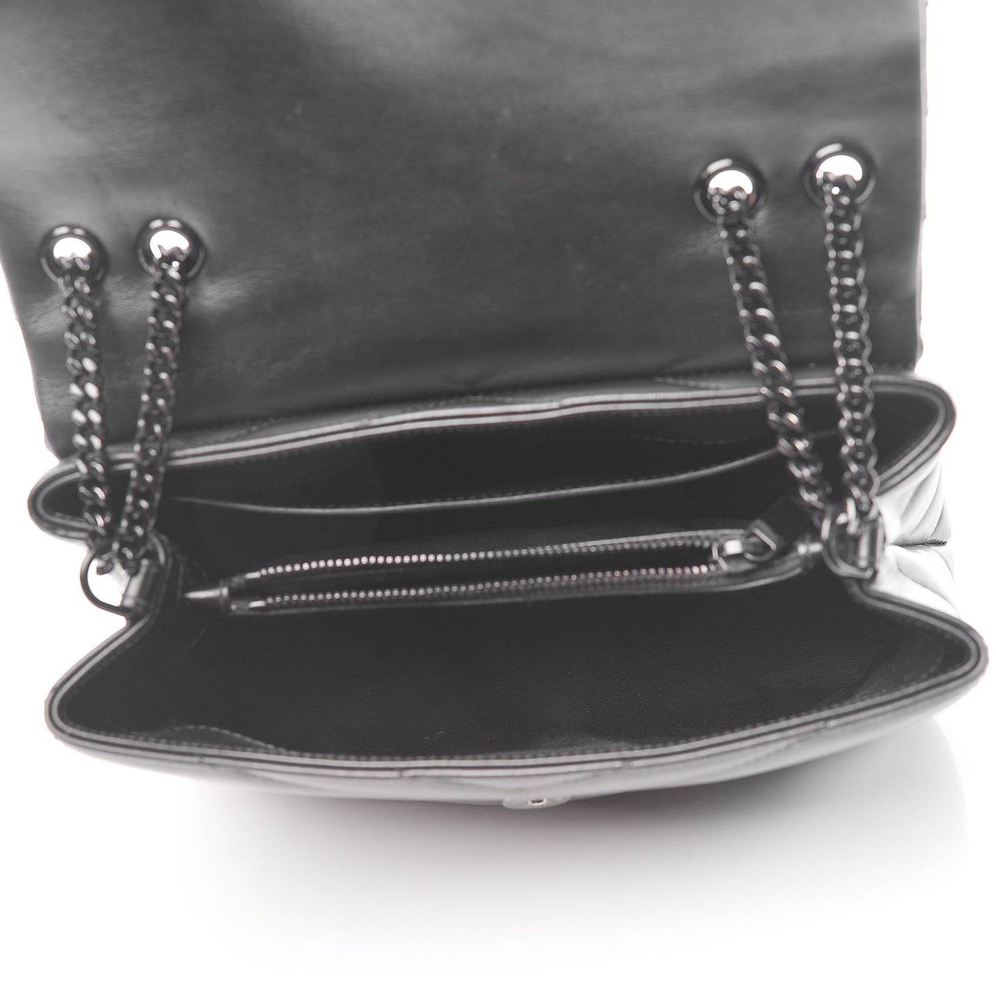Calfskin Y Quilted Monogram Small Loulou Chain Satchel Black