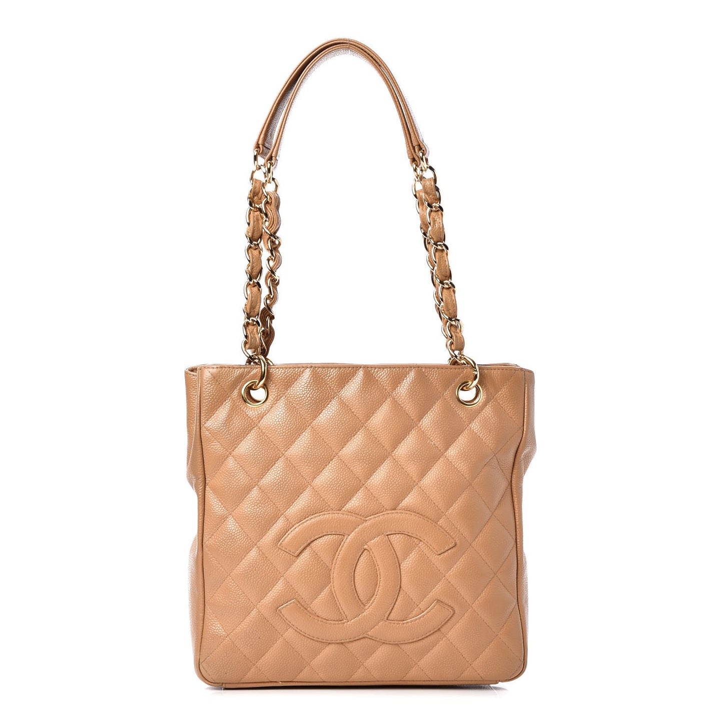 Caviar Quilted Petit Shopping Tote PST Beige