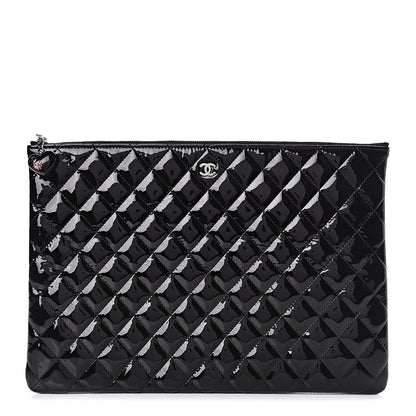 Chanel Patent Calfskin Quilted Valentine Hearts Large Cosmetic Case Black 1 of 7