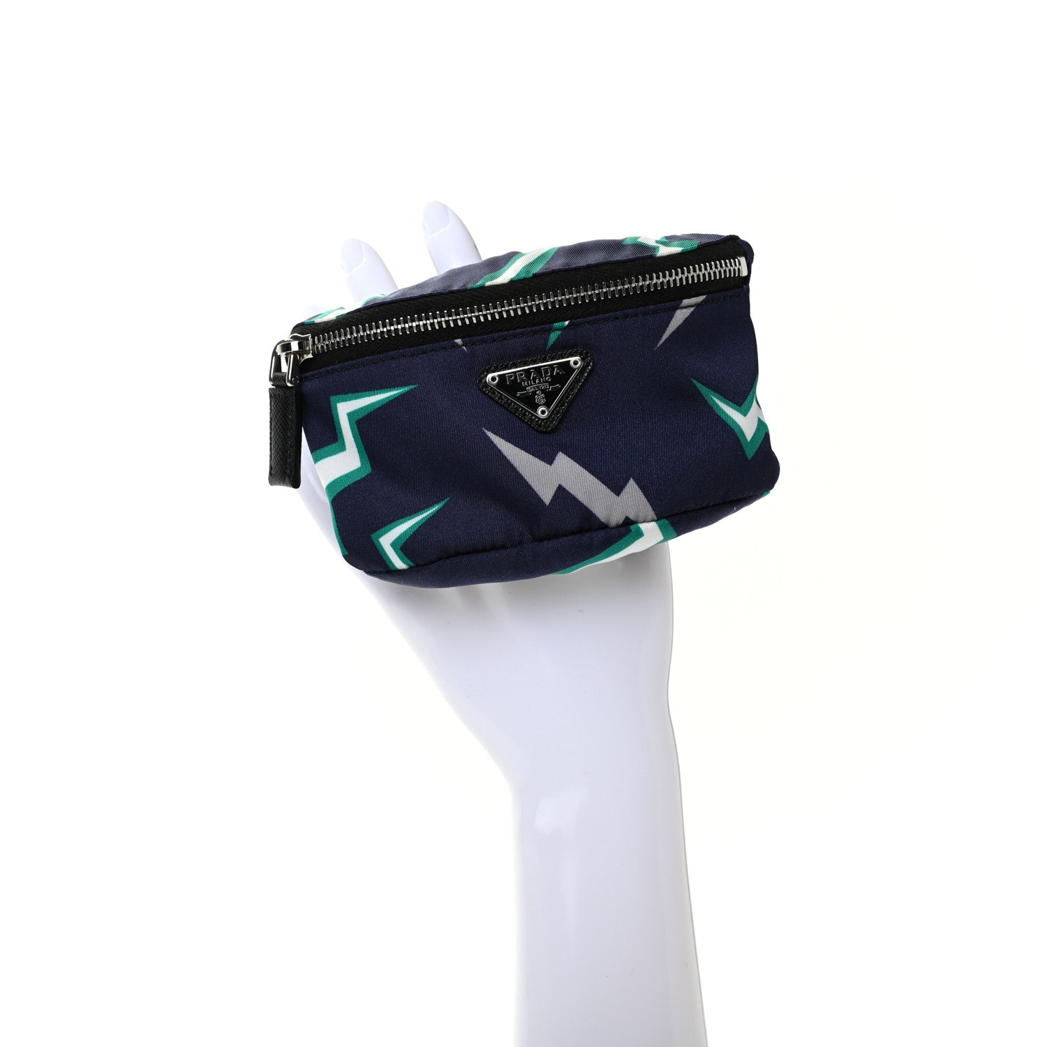 Prada X UNIVERSAL STUDIOS Tessuto Nylon Thunder Frankenstein Print Mini Arm Bag Blu Smeraldo 2 of 6