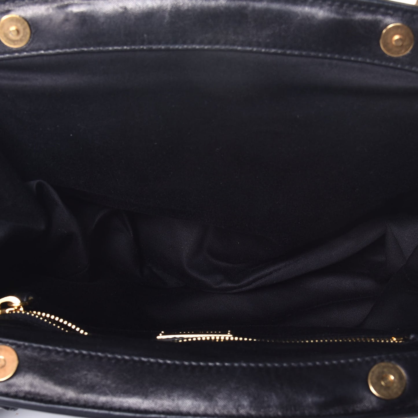 Nappa Matelasse Coffer Frame Tote Black