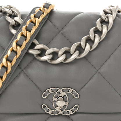 Chanel Lambskin Quilted Large Chanel 19 Flap Dark Grey 8 of 12