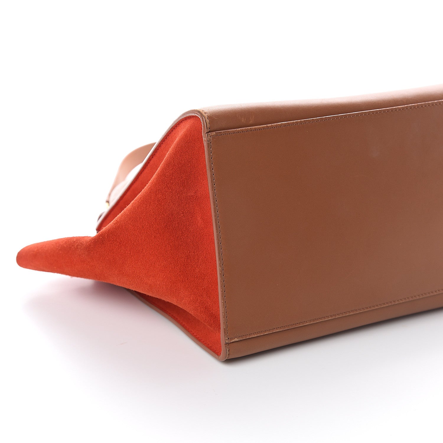 Celine Natural Calfskin Suede Medium Bi-Color Trapeze Tan 7 of 8