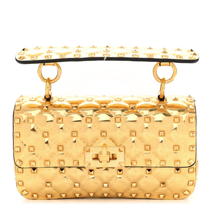 Valentino Garavani Metallic Patent Small Rockstud Spike Shoulder Bag Gold 1 of 9