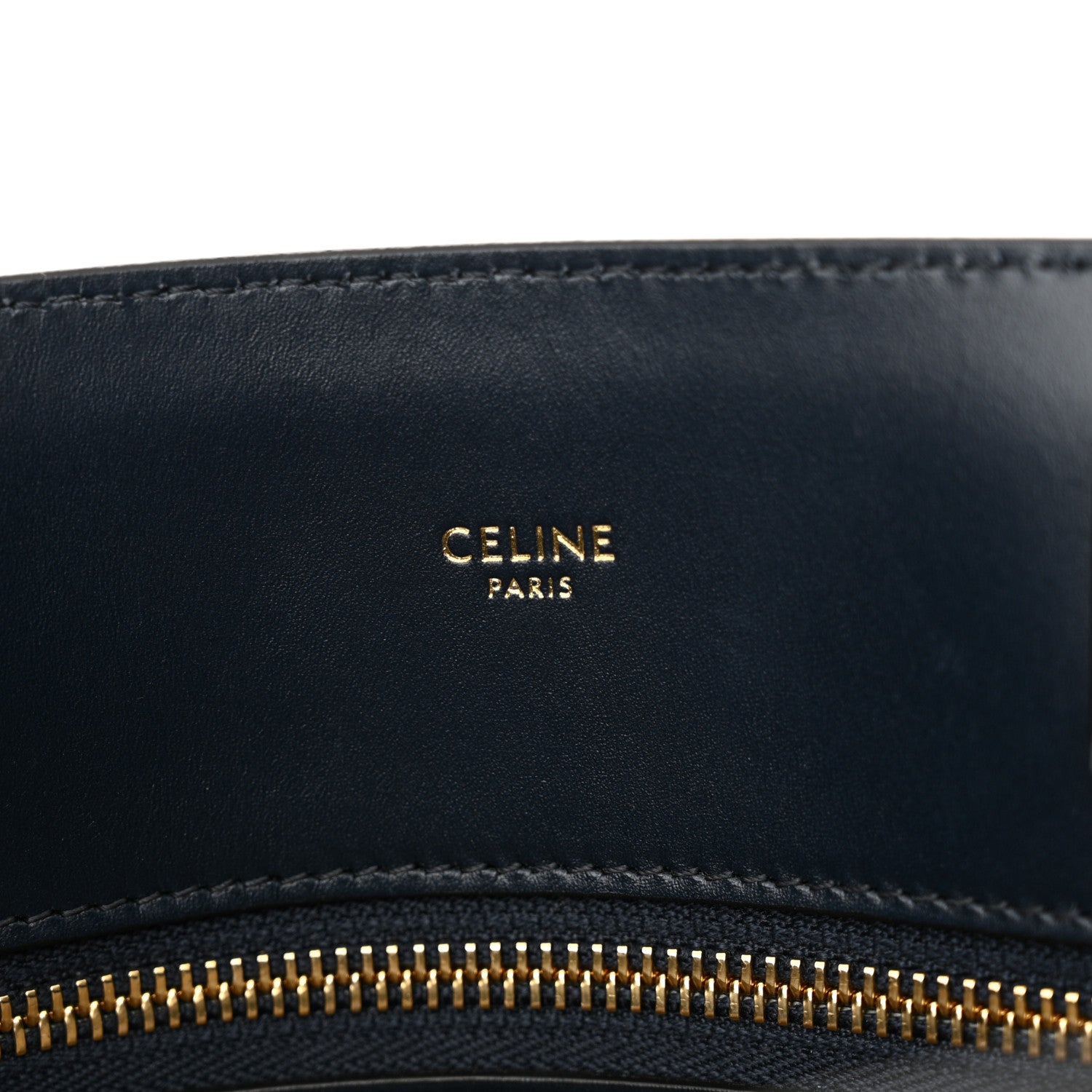 Celine Canvas Calfskin Logo Print Small Vertical Cabas Natural Navy 6 of 11
