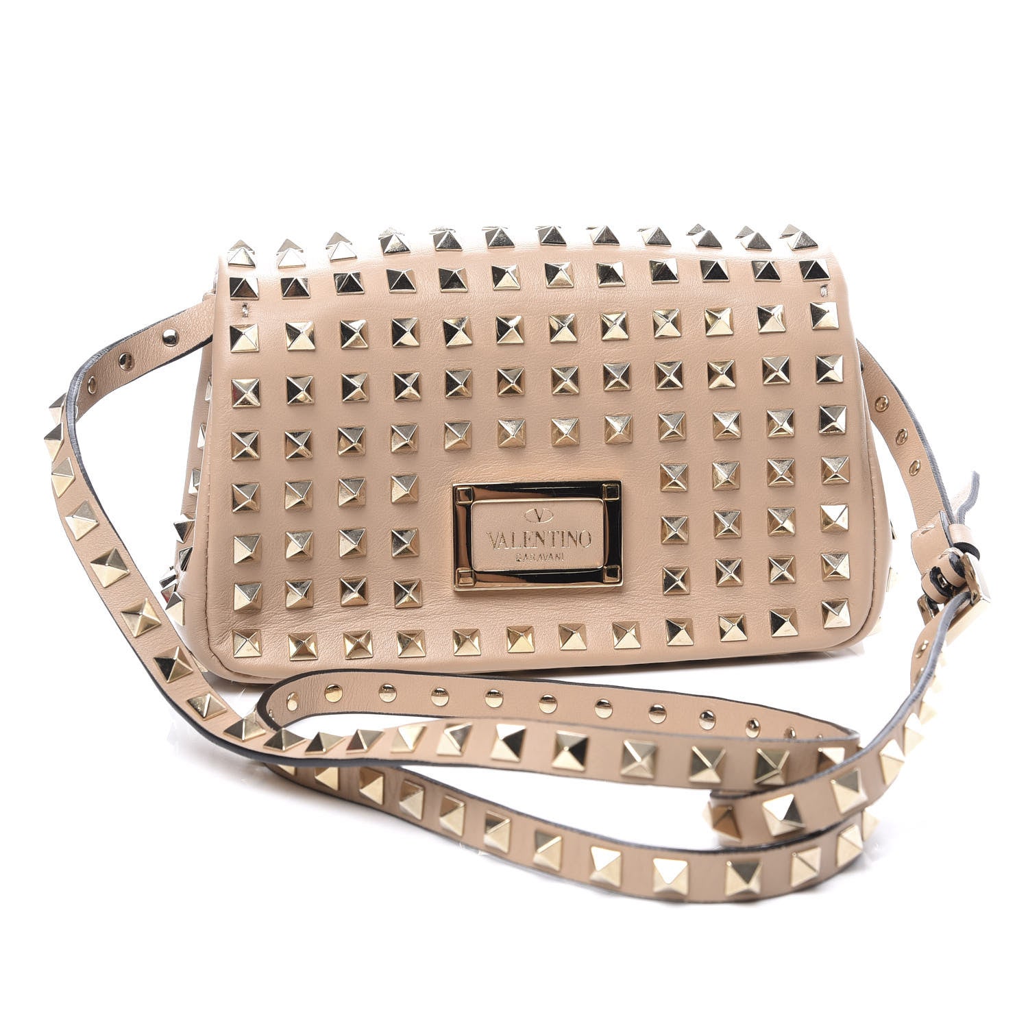Valentino Garavani Vitello Mini Rockstud All Over Flap Saddle Crossbody Bag Rose Cannelle 2 of 12