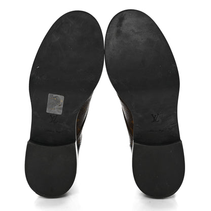 Louis Vuitton Calfskin Monogram Wonderland Flat Ranger Boots 38 Black 5 of 11