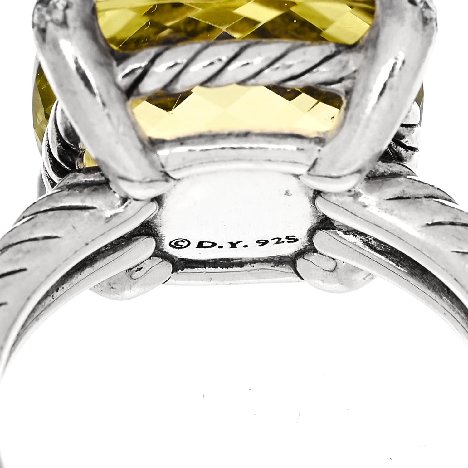 David Yurman Sterling Silver Diamond Lemon Citrine 14mm Chatelaine Ring 54 6.75 5 of 5