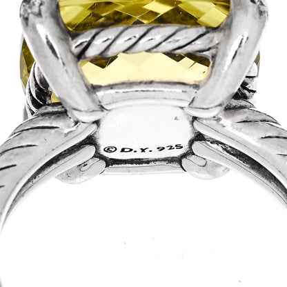 David Yurman Sterling Silver Diamond Lemon Citrine 14mm Chatelaine Ring 54 6.75 5 of 5