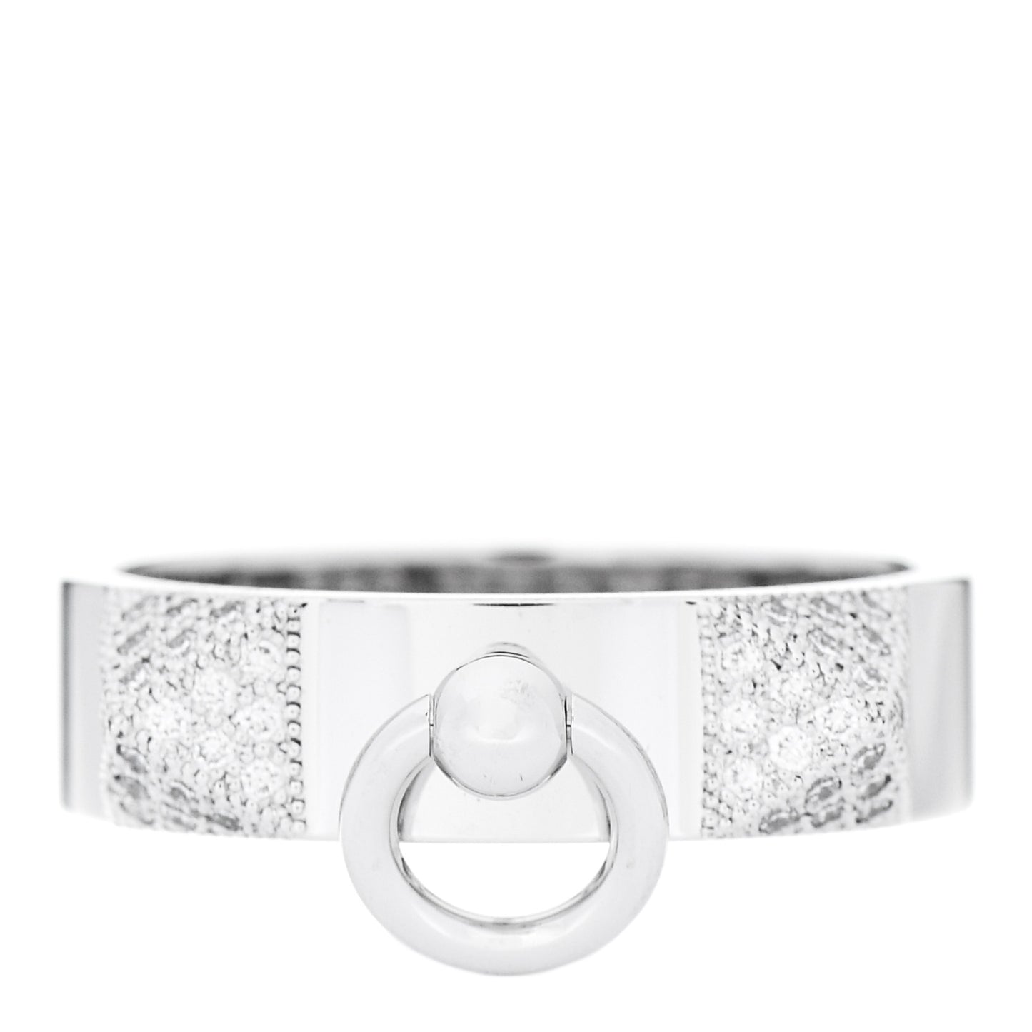 18K White Gold Diamond Collier De Chien PM Ring 52 6