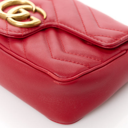 Gucci Calfskin Matelasse Super Mini GG Marmont Shoulder Bag Hibiscus Red 12 of 13