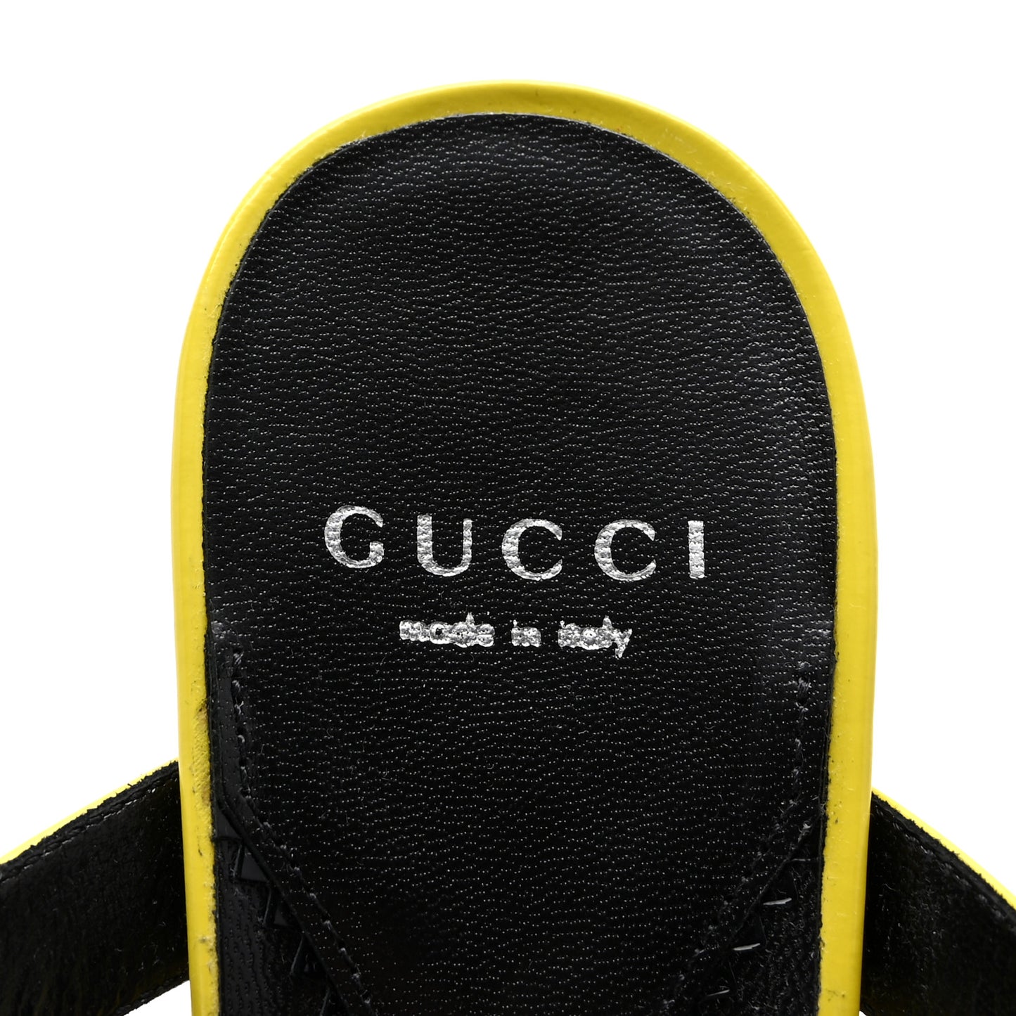 Patent Calfskin Horsebit Divine 75mm Slide Sandals 39.5 Acid Lime