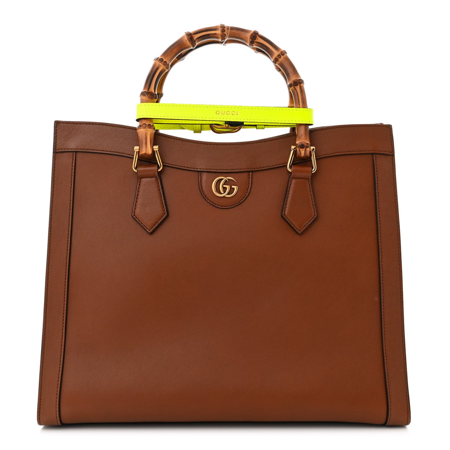Wonka Grain Calfskin Medium Diana Tote Bag Cuir Yellow Fluo