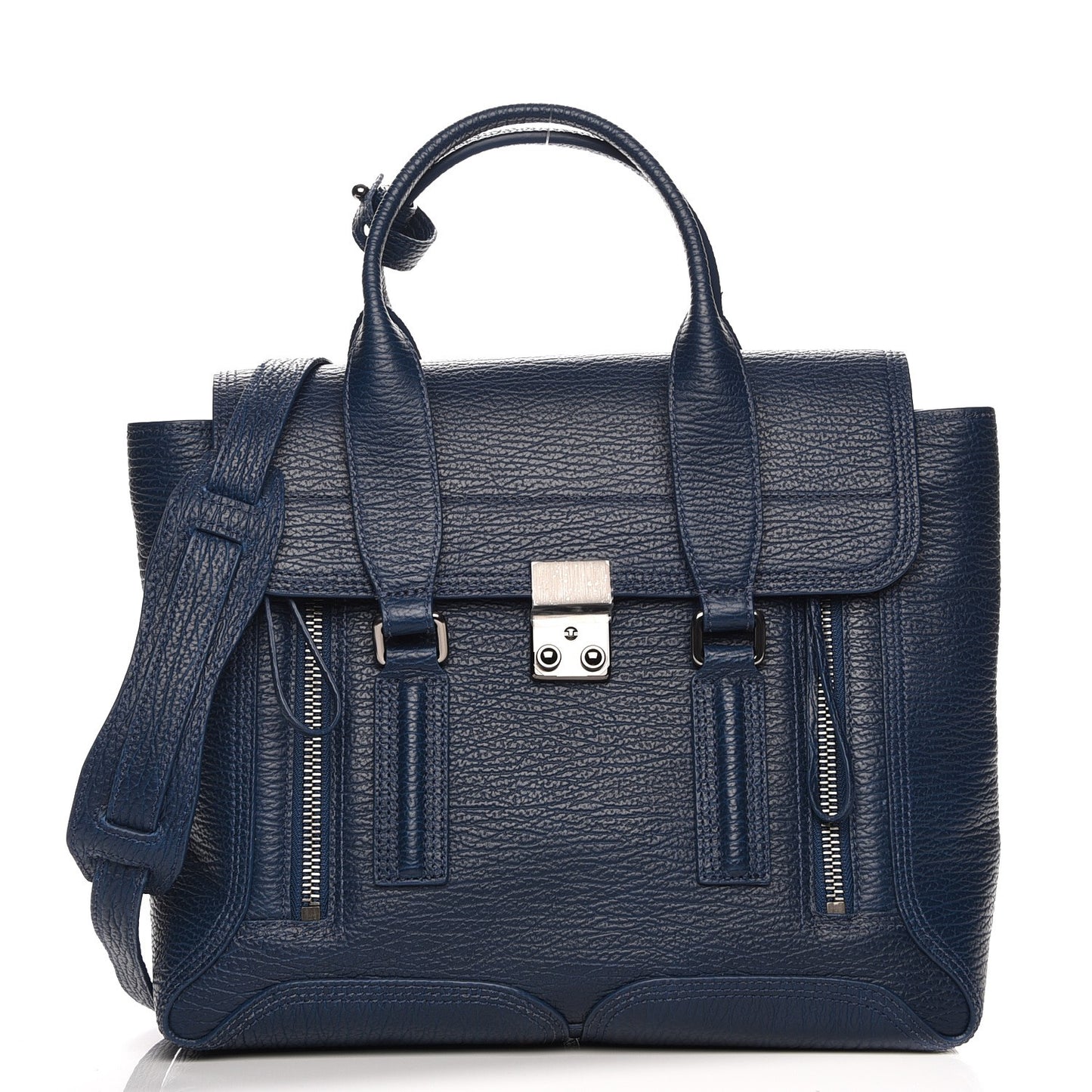3.1 Textured Calfskin Medium Pashli Satchel Lapis