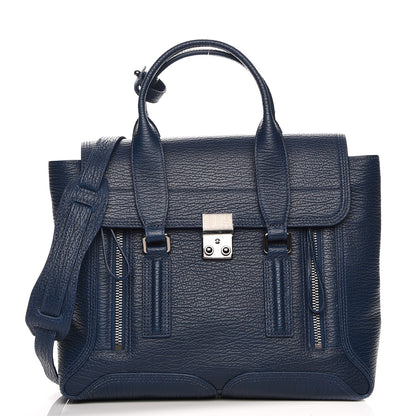 3.1 Phillip Lim 3.1 Textured Calfskin Medium Pashli Satchel Lapis 1 of 8