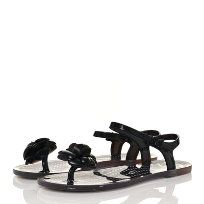Chanel Jelly Camellia Sandals 39 Black 3 of 8