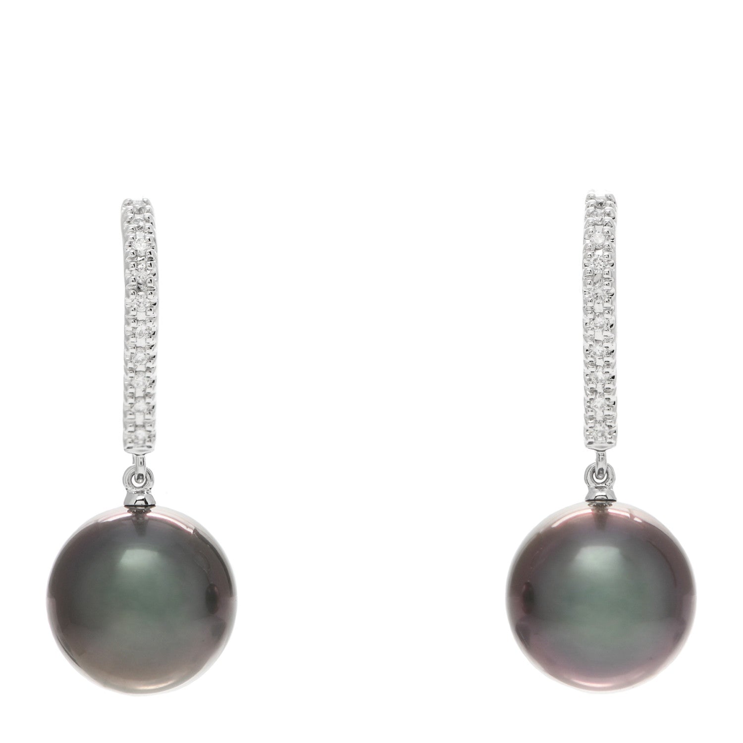Mikimoto 18K White Gold Diamond South Sea Pearl 10.5mm Drop Earrings 1 of 4