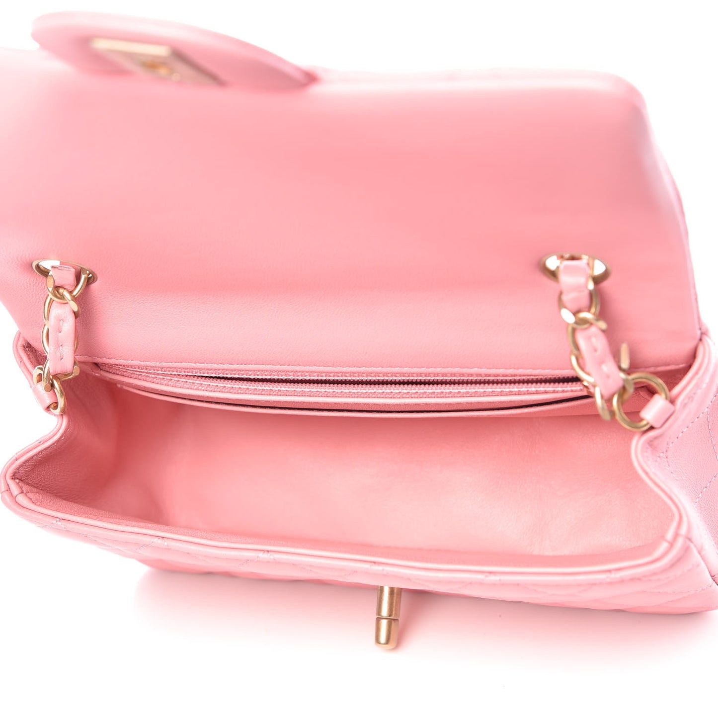 Lambskin Quilted Mini Rectangular Flap Pink