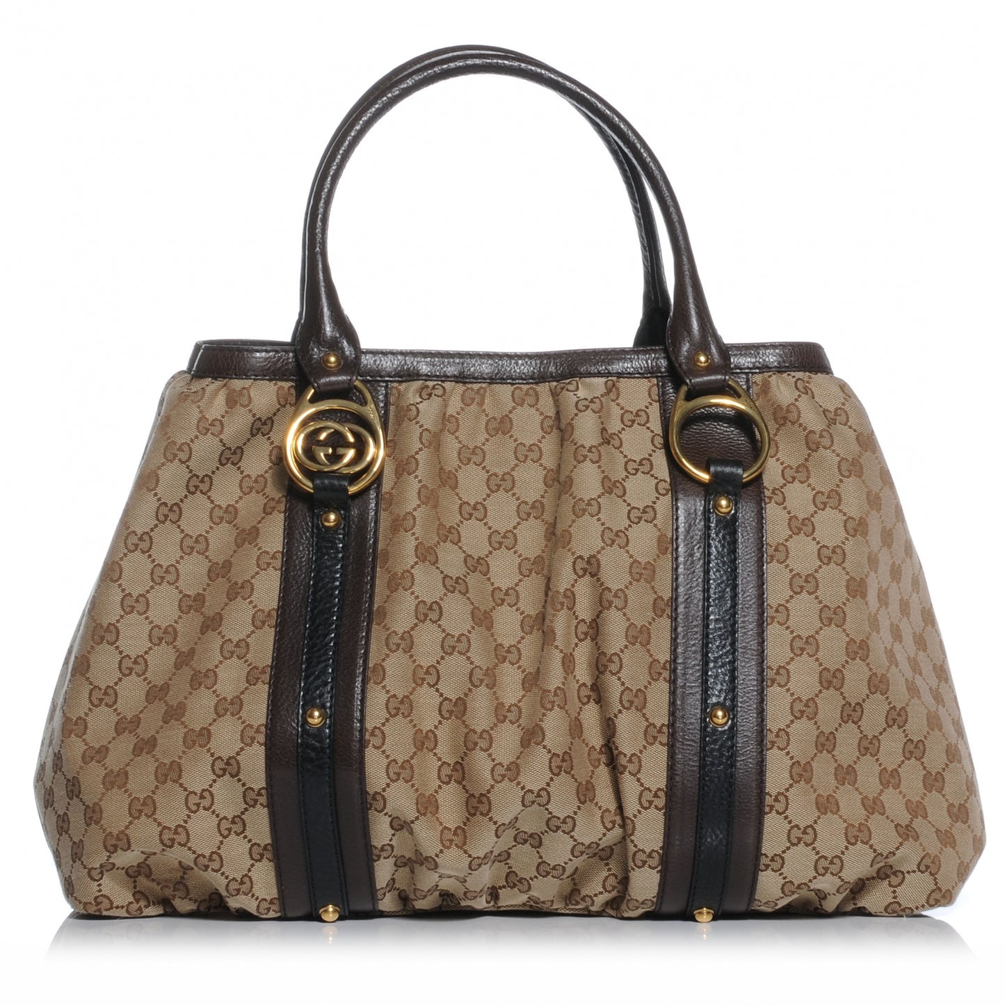 Monogram Medium Interlocking Icon Tote Dark Brown