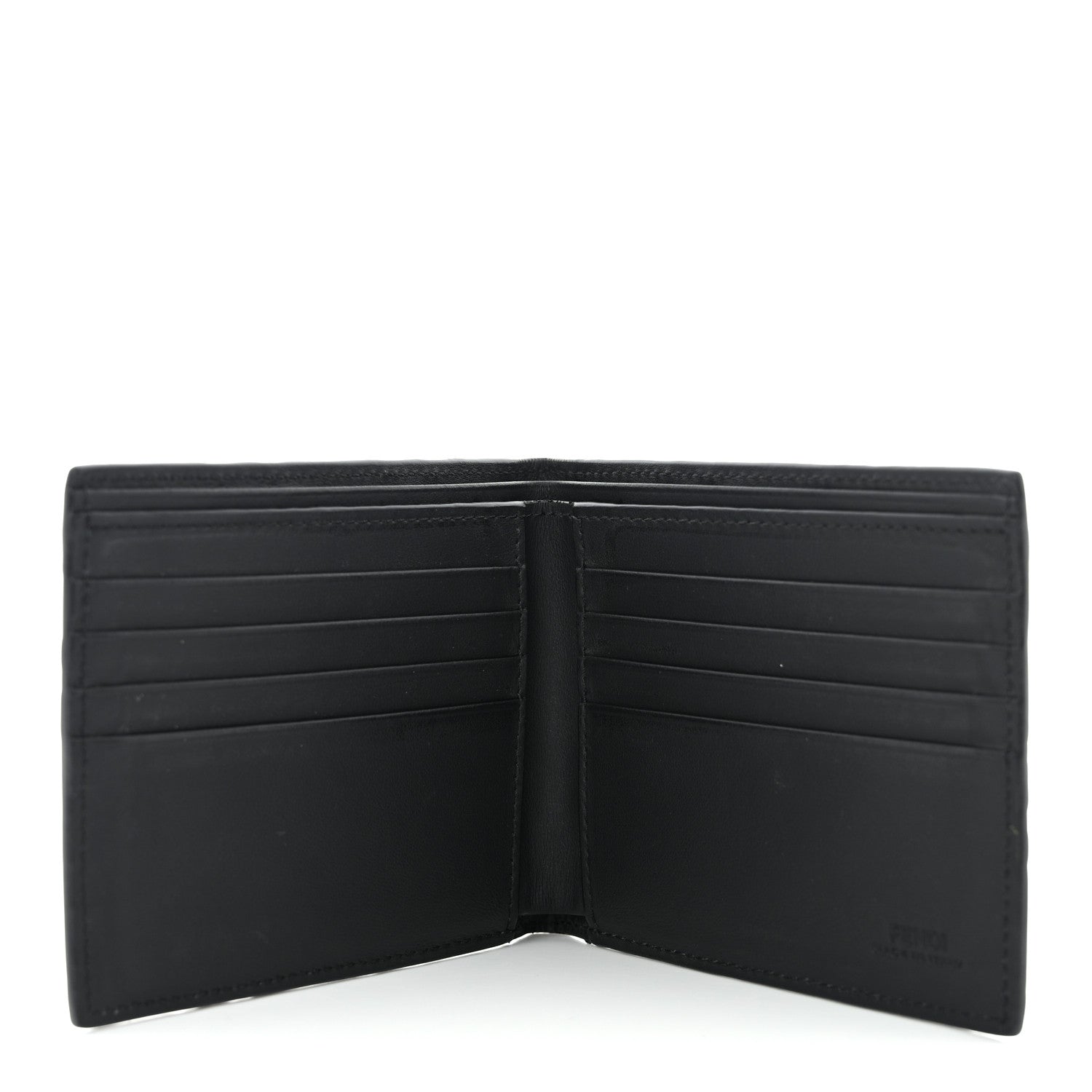 Fendi Vitello FF 1974 Embossed Bi-Fold Wallet Maya Black 5 of 9