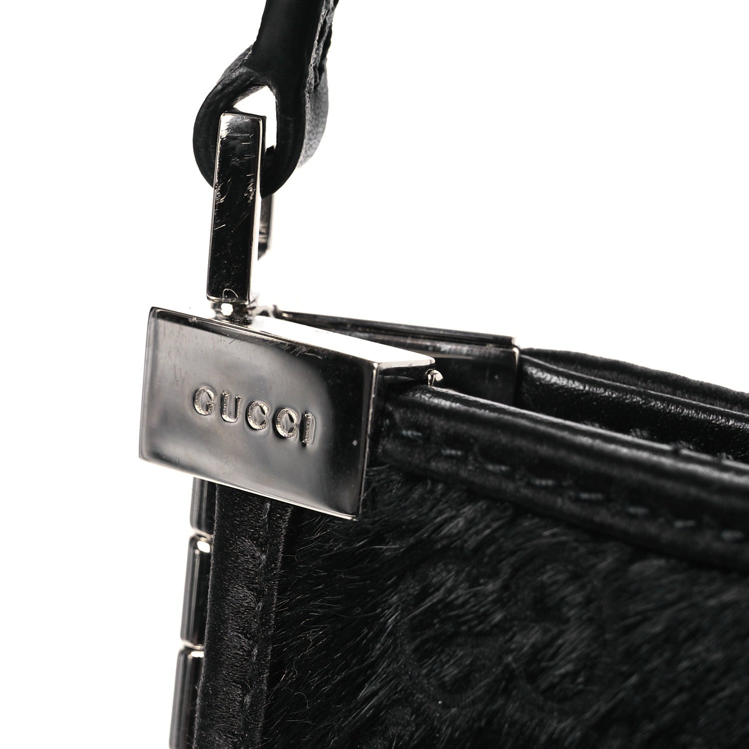 Gucci Calf Hair Horsebit Slim Shoulder Bag Black 12 of 12