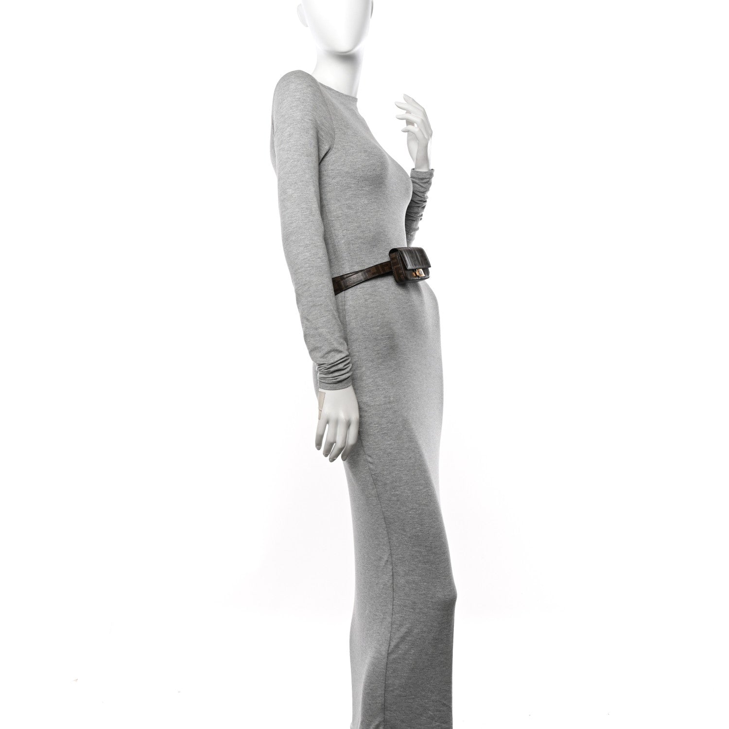 Fendi Glazed Fabric FF 1974 Belt Hip Belt Baguette Bag Mogano Panna 2 of 10