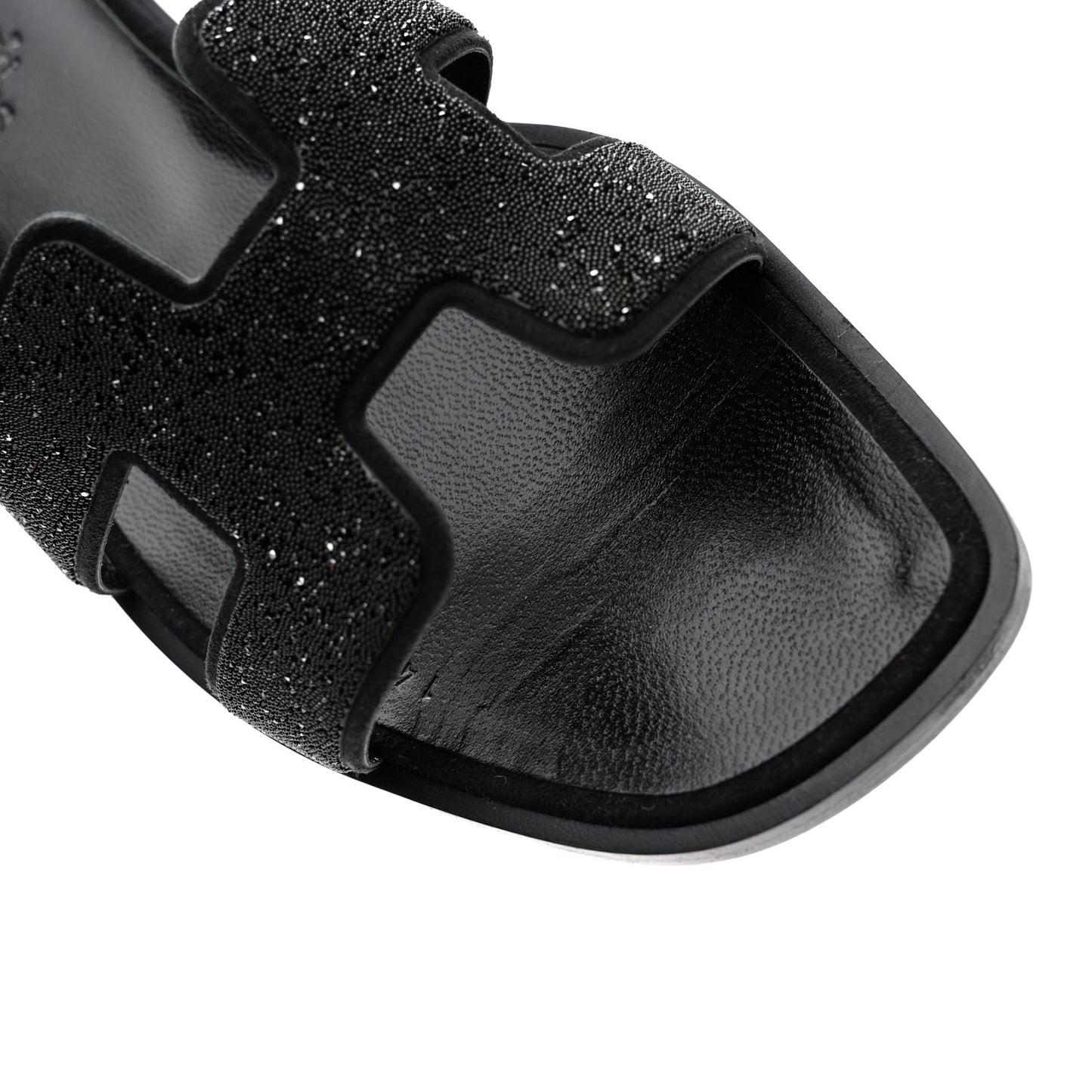 Suede Goatskin Crystal Powder Oran Sandals 36.5 Black
