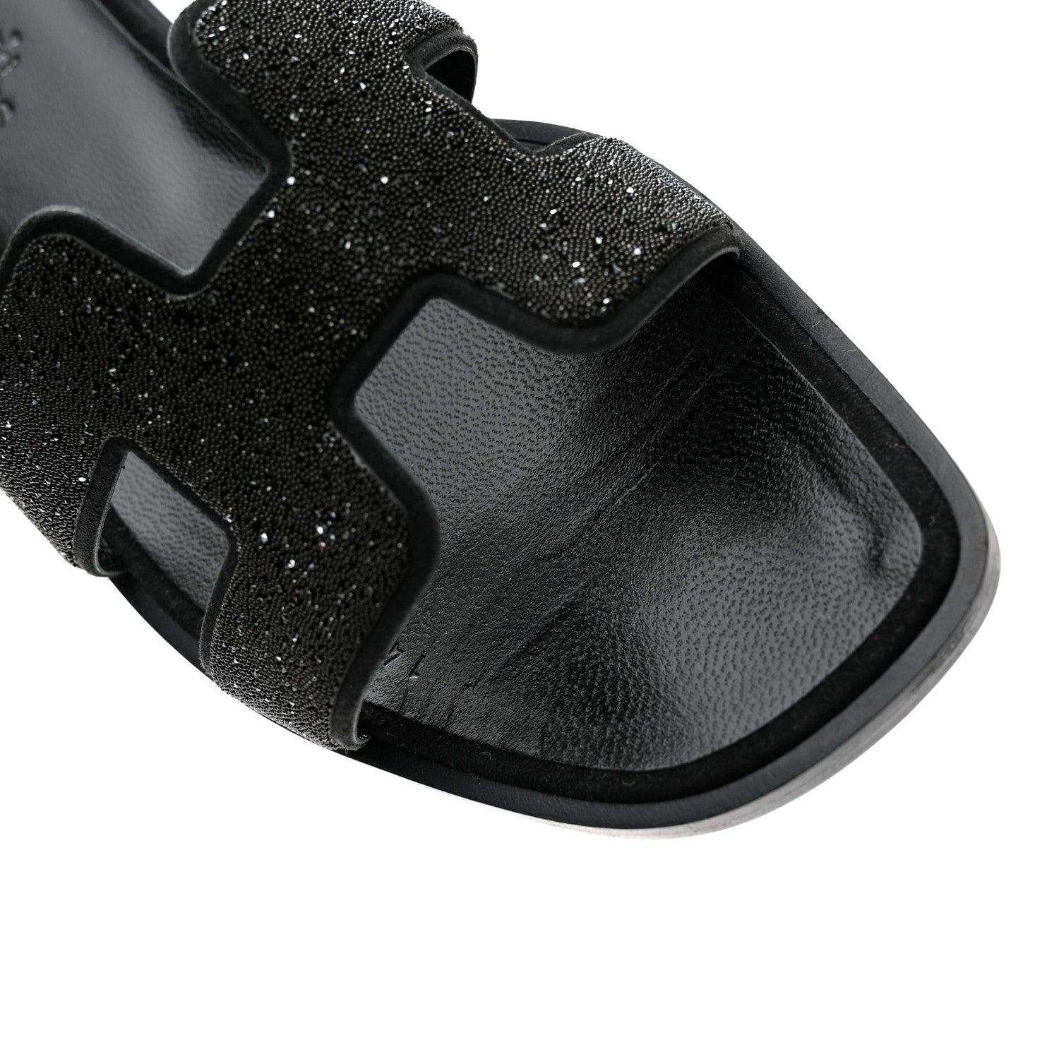Hermes Suede Goatskin Crystal Powder Oran Sandals 36.5 Black 9 of 10