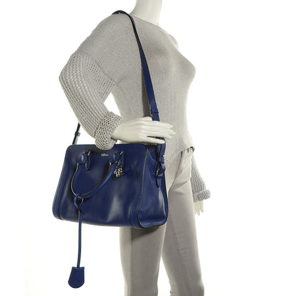 Alexander McQueen Pebbled Calfskin Small Skull Padlock Zip Around Tote Ultramarine 2 of 7