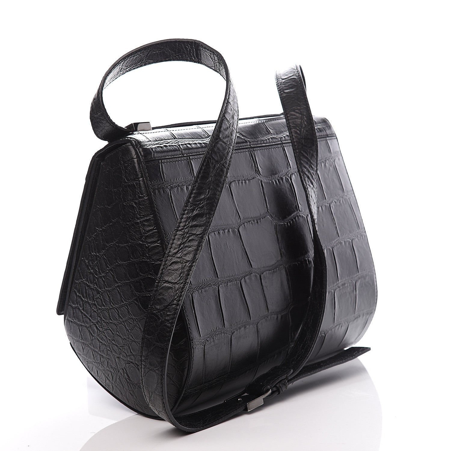 Givenchy Calfskin Crocodile Embossed Medium Pandora Box Crossbody Bag Black 2 of 9