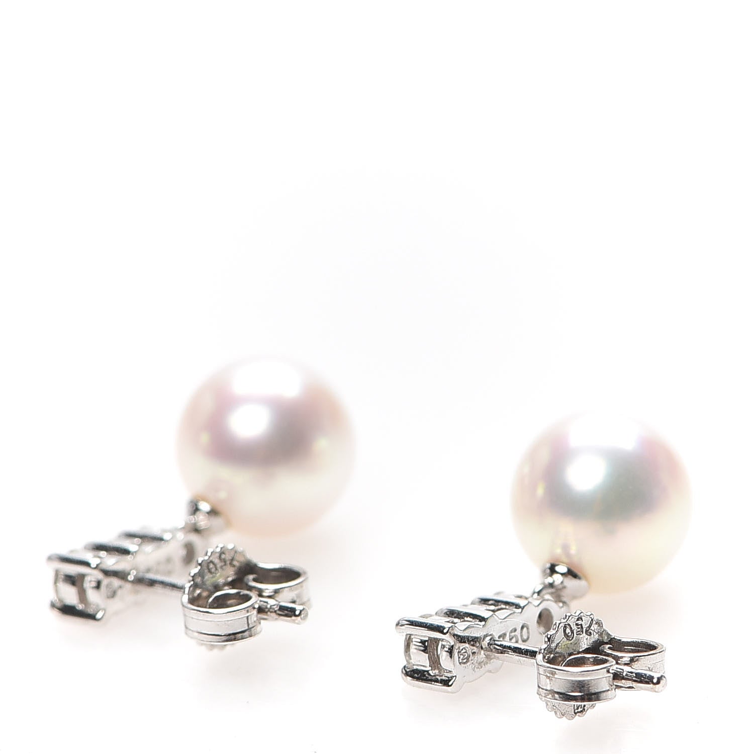 Mikimoto 18K White Gold Diamond Akoya Pearl 8mm Morning Dew Earrings 3 of 7