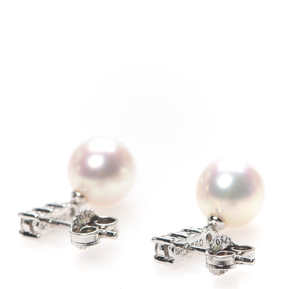 Mikimoto 18K White Gold Diamond Akoya Pearl 8mm Morning Dew Earrings 3 of 7