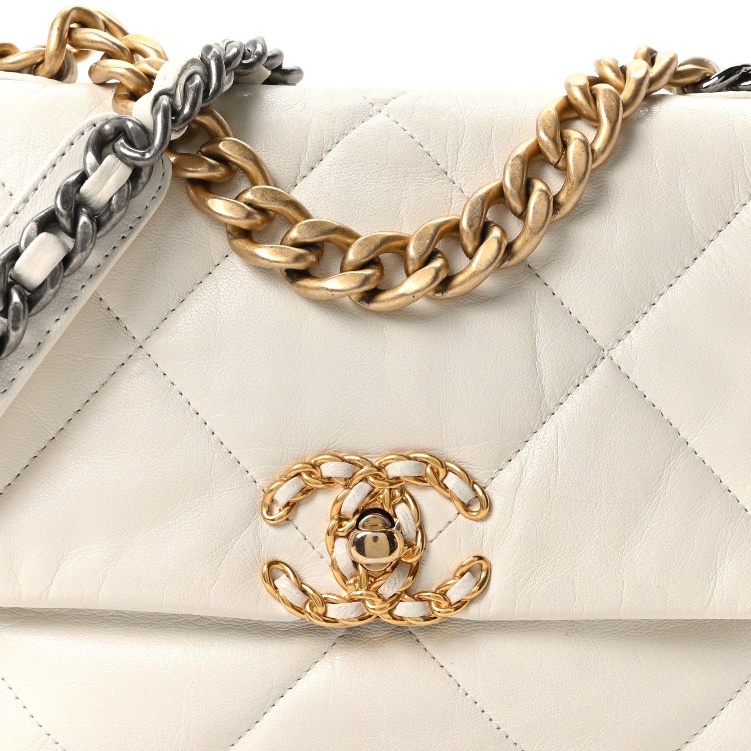 Chanel Goatskin Quilted Medium Chanel 19 Flap White 1887798