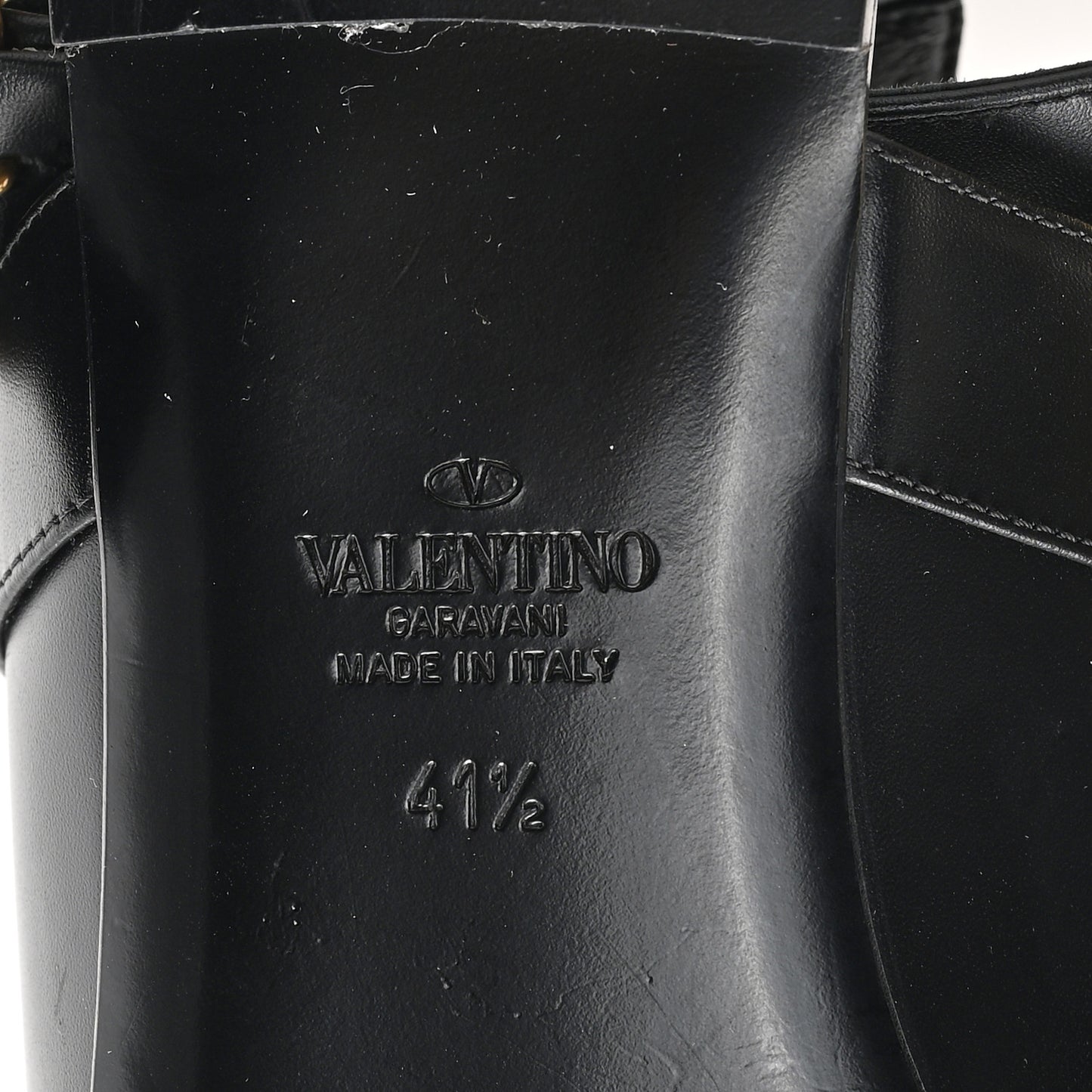 Calfskin Roman Stud Ankle Strap Flat Mules 41.5 Black