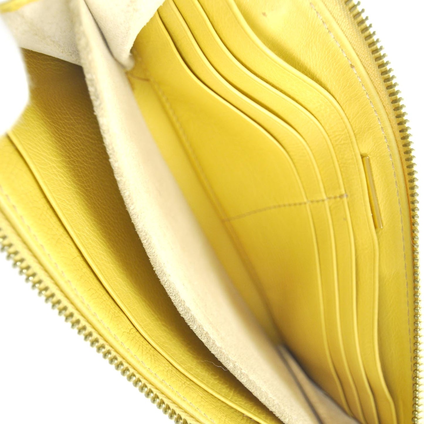 Leather Zip Clutch Wallet Yellow