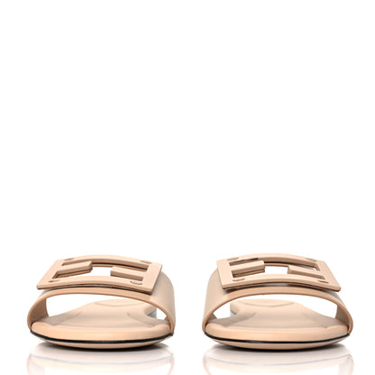 Fendi Vitello Cuoio Baguette Flat Slide Sandals 40 Poudre 2 of 7